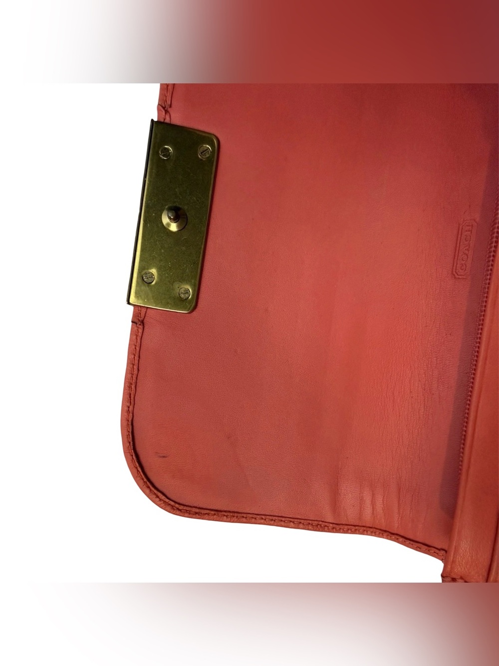 Coach Kristin Wallet Coral Leather Large Clutch Gold Hardware Pink Salmon - Picture 4 of 6